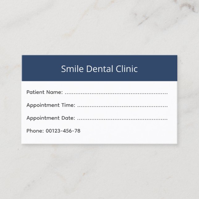 Bold Header Dental Appointment Card Terminkarte (Vorderseite)