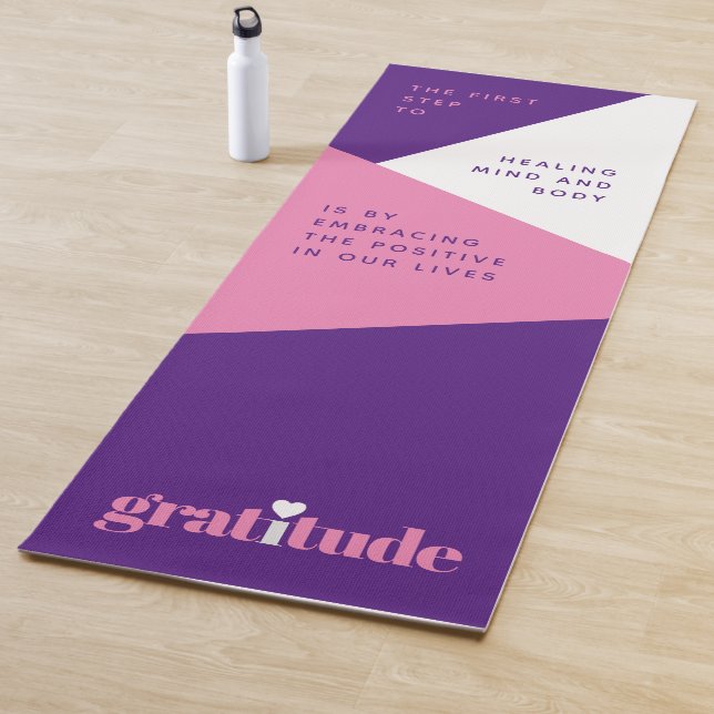 Bold Heart Lila Pink Dankbarkeit Affirmations Yogamatte (Beispiel)
