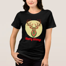 Bold Holiday Deer Art Print Tri-Blend Shirt