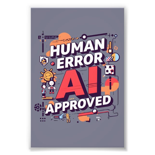Bold “Human Error, AI Approved” Digital Art Fotodruck (Vorne)