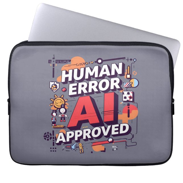 Bold “Human Error, AI Approved” Digital Art Laptopschutzhülle (Vorderseite)