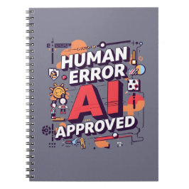 Bold “Human Error, AI Approved” Digital Art Notizblock