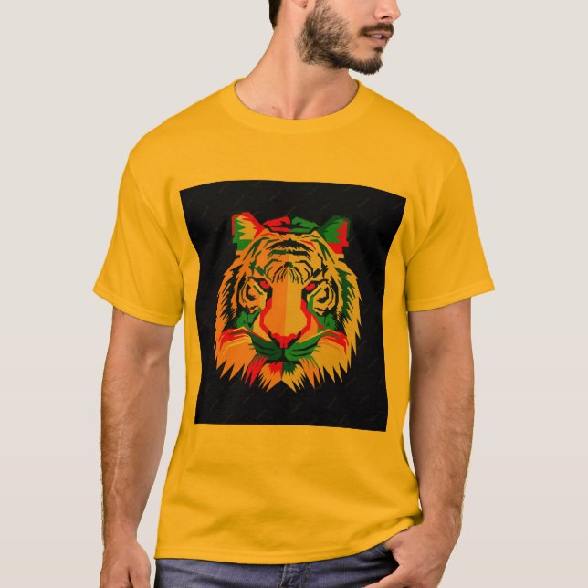 "Bold in Yellow: Lion Logo T-Shirt für den französ (Vorderseite)