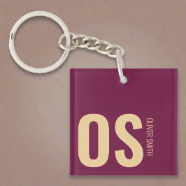 Bold Initial Monogram Name Burgundy Girly Schlüsselanhänger