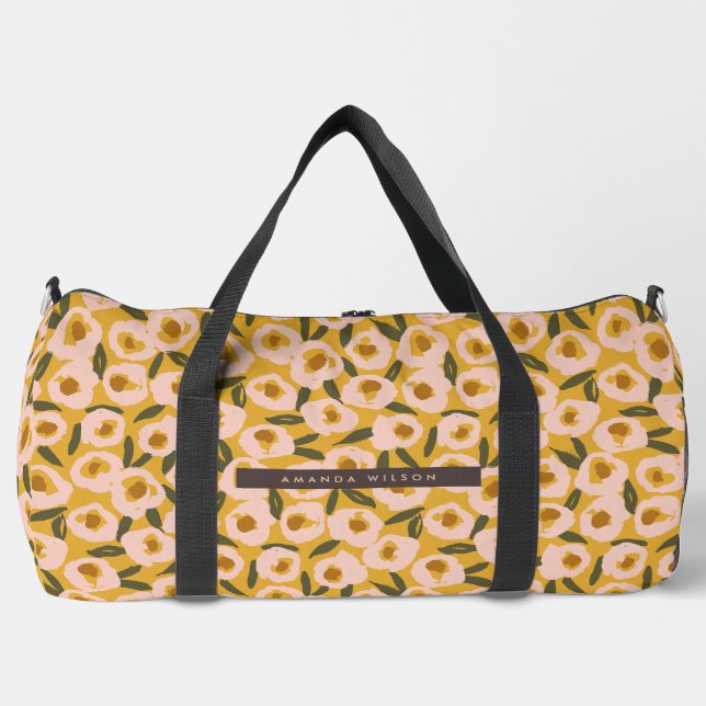Bold Inky Floral Pattern | Hand-Drawn Botanical Duffle Bag (Vorderseite)