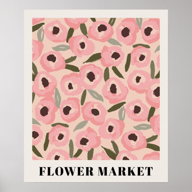 Bold Inky Floral Pattern | Hand-Drawn Botanical Poster (Vorne)