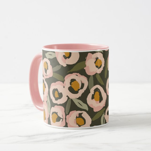Bold Inky Floral Pattern | Hand-Drawn Botanical Tasse (Vorderseite Links)