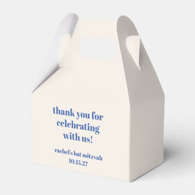 Bold Ivory Blue Custom Niedlich Bat Mitzvah Vielen Geschenkschachtel (Vorderseite)