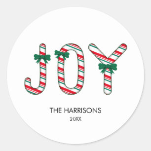 Bold JOY Christmas Candy Runder Aufkleber