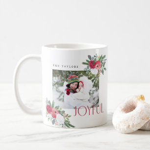 Bold Joyful Florals Foto Holiday Card Kaffeetasse