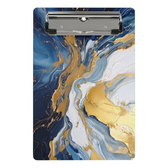 Bold Lava Flow in Gold and Blue Mini Klemmbrett (Vorderseite)