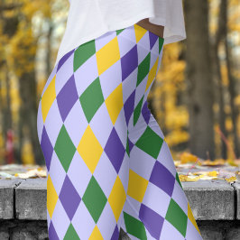 Bold Lavender Harlequin Karo Patten Leggings
