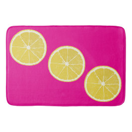 Bold Lemon Slice Pink Citrus Bath Mat Badematte