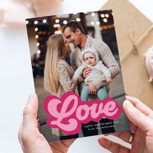 Bold Liebe Script Magenta Foto Valentine's Day Feiertagskarte