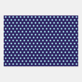 Bold Light Blue Polka Dots on Navy Blue Geschenkpapier Set