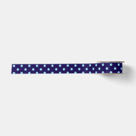 Bold Light Blue Polka Dots on Navy Blue  Satinband