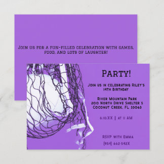 Bold Lila Volleyball Geburtstag Einladung