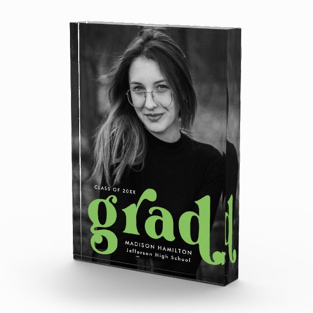 Bold Lime Green Typography Graduierung Fotoblock (Rechts)