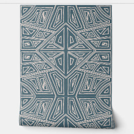 Bold Lines - Symmetrical Tile - Teal and Beige  Tapete