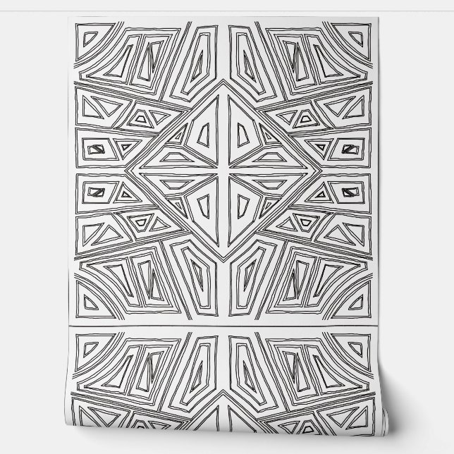 Bold Lines - Symmetrical Tile - White And Black  Tapete (Abrollen)