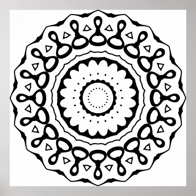Bold Loop Motif Mandala with Scalloped Edges Poster (Vorne)