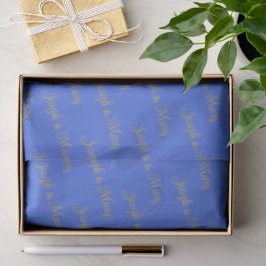 Bold Luxurious Royal Blue & Gold Script Wedding Seidenpapier