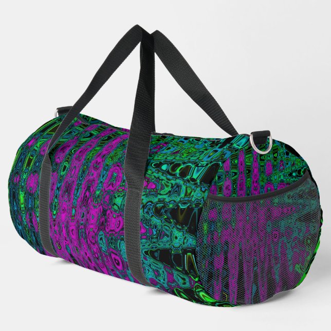 Bold Magenta Abstrakt Groovy Atomic Waves Duffle Bag (Rechte Ecke)