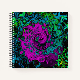 Bold, Magenta, Abstrakt, Groovy, Liquid Art, Swirl Notizbuch