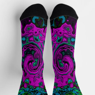 Bold Magenta Abstrakt Groovy Liquid Art Swirl Socken