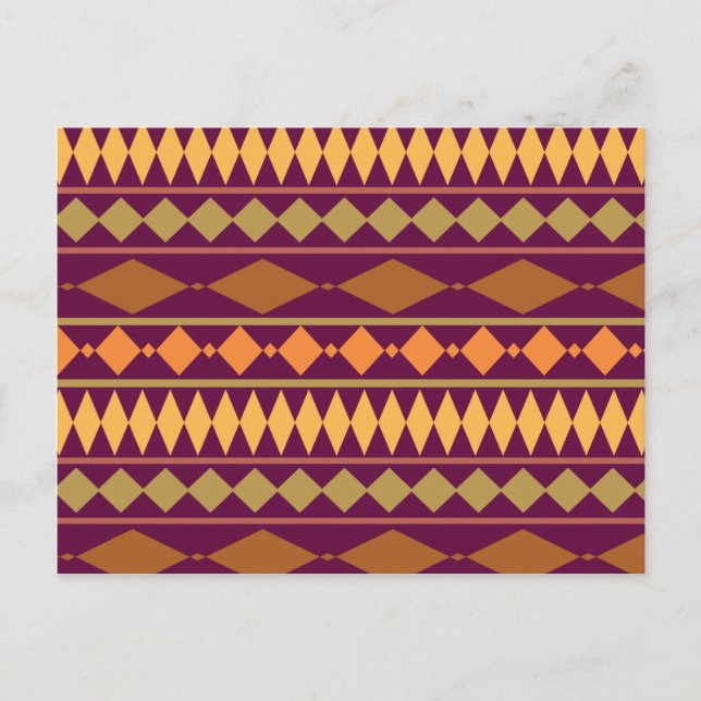 Bold Magenta Rust Tribal Geometric Muster Postkarte (Vorderseite)