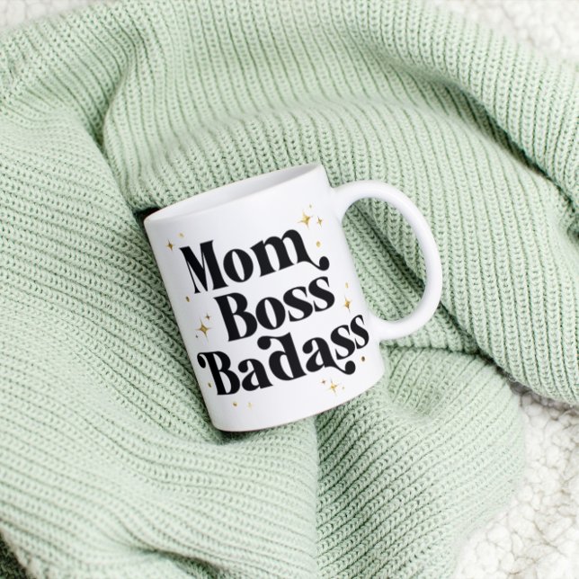 Bold Maman Boss Badass Cafe Mug Modern Black Gold (Créateur téléchargé)
