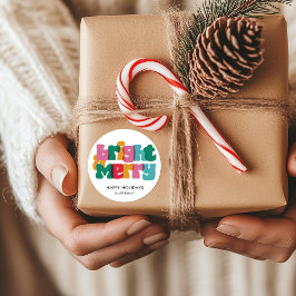 Bold Merry Bright Happy Holiday Monogram Quadratischer Aufkleber