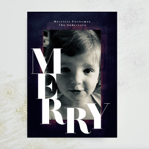Bold MERRY Frame Christmas Foto Feiertagskarte