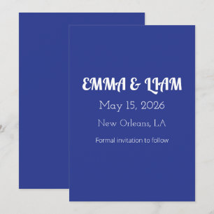 Bold Minimal Wedding Einladung in Deep Blue