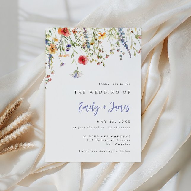 Bold Minimal Wildflower Wedding Invitation Einladung (Von Creator hochgeladen)