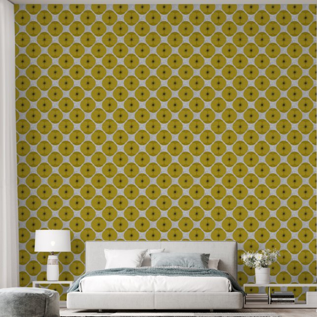 Bold Minimalist Poppy Textured Floral Yellow Tapete (Schlafzimmer)