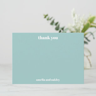 Bold Minimalistisch Aqua Blue Retro Custom Wedding Dankeskarte