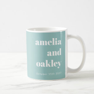 Bold Minimalistisch Aqua Blue Retro Custom Wedding Kaffeetasse