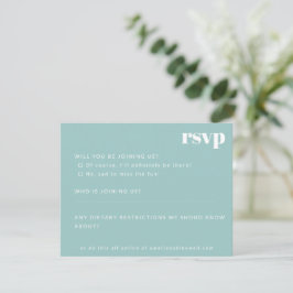 Bold Minimalistisch Aqua Blue Retro Custom Wedding RSVP Karte