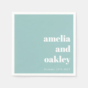 Bold Minimalistisch Aqua Blue Retro Custom Wedding Serviette