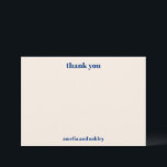 Bold Minimalistisch Blue Retro Custom Wedding Dankeskarte<br><div class="desc">Bold Minimalistisch Boho Französisch Blue und Cream Fall Retro Einfache benutzerdefinierte Hochzeit Dankeschön Karte</div>