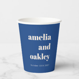Bold Minimalistisch Blue Retro Custom Wedding Pappbecher