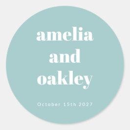 Bold Minimalistisch Boho Aqua Blue Custom Wedding Runder Aufkleber