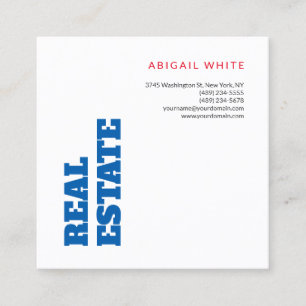 Bold Minimalistisch Modern Blue White Real Anwesen Quadratische Visitenkarte