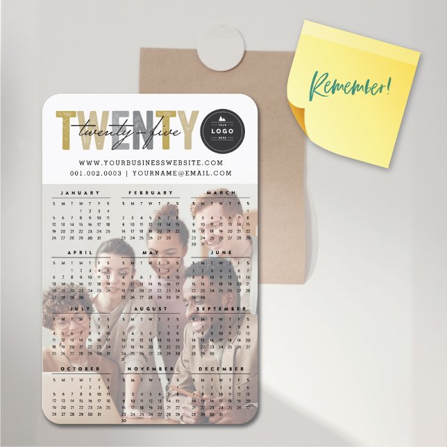 Bold Mix Typografy 2025 Modern Calendar Foto Magnet (Bold Mix Typography 2025 Modern Calendar Photo Flexible Magnet @ fat_fa_tin)