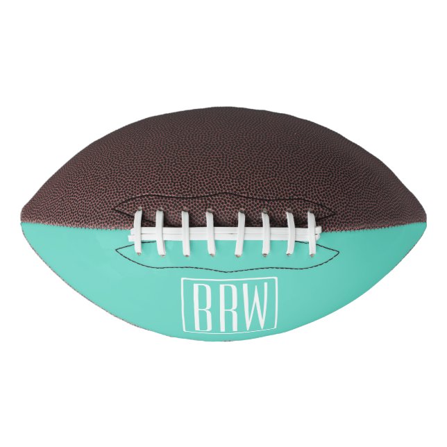 Bold Modern 3 Initials Monogram | White On Aqua Football (Vorderseite)