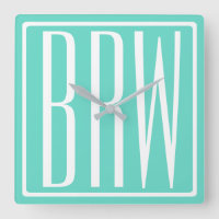 Bold Modern 3 Initials Monogram | White On Aqua