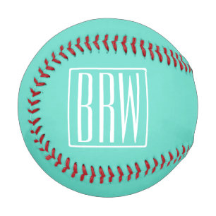 Bold Modern 3 White On Aqua Baseball