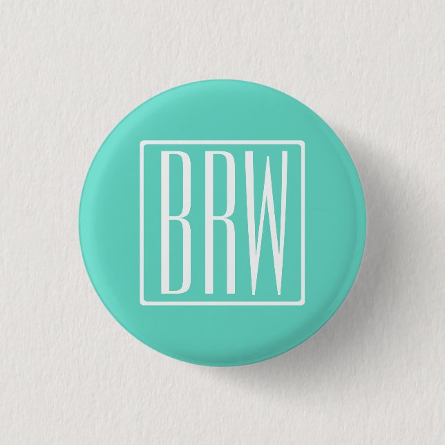 Bold Modern 3 White On Aqua Button (Vorderseite)