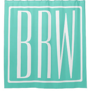 Bold Modern 3 White On Aqua Duschvorhang